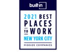  2021 Built In NYC Best Places to Work -  Midsize Companies